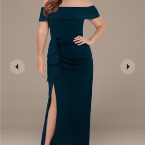 Crepe Off The Shoulder Dress With Ruffle